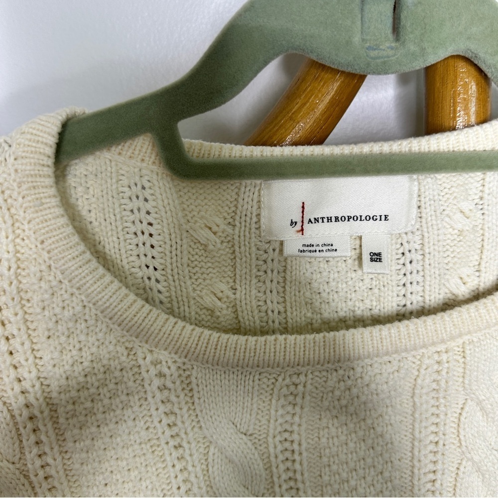 Anthropologie Cream Cable Knit Sweater Vest sz OS - Picture 4 of 4